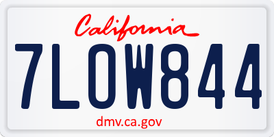 CA license plate 7LOW844