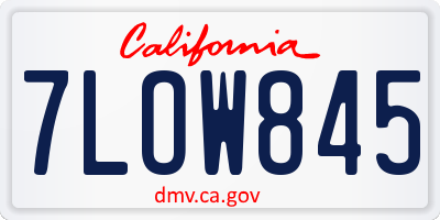 CA license plate 7LOW845