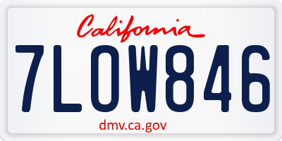 CA license plate 7LOW846