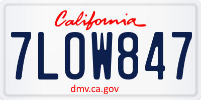 CA license plate 7LOW847