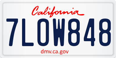 CA license plate 7LOW848
