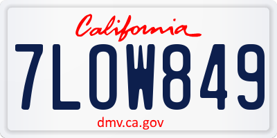 CA license plate 7LOW849