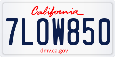 CA license plate 7LOW850