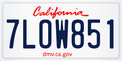 CA license plate 7LOW851