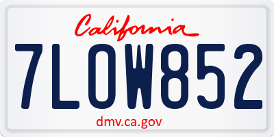 CA license plate 7LOW852