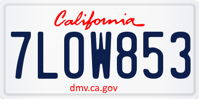 CA license plate 7LOW853
