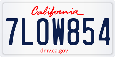 CA license plate 7LOW854