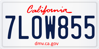 CA license plate 7LOW855