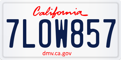 CA license plate 7LOW857