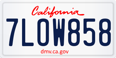 CA license plate 7LOW858