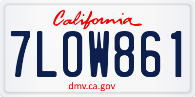 CA license plate 7LOW861