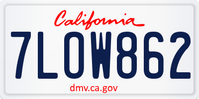 CA license plate 7LOW862