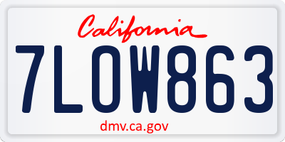 CA license plate 7LOW863