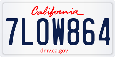CA license plate 7LOW864