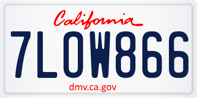 CA license plate 7LOW866