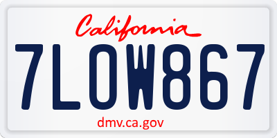 CA license plate 7LOW867