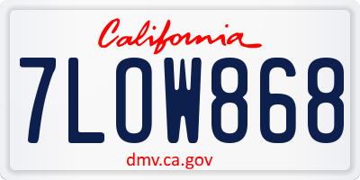 CA license plate 7LOW868