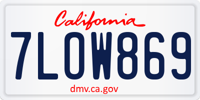 CA license plate 7LOW869