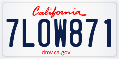 CA license plate 7LOW871
