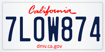CA license plate 7LOW874