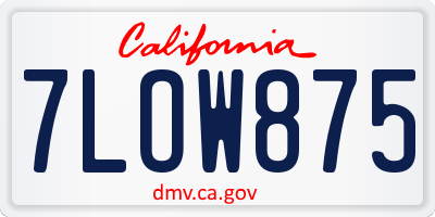 CA license plate 7LOW875