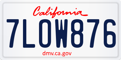 CA license plate 7LOW876
