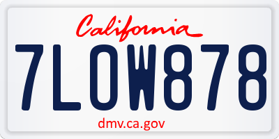 CA license plate 7LOW878