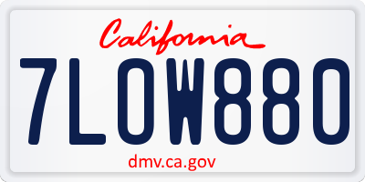 CA license plate 7LOW880