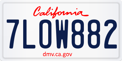 CA license plate 7LOW882