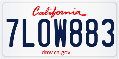 CA license plate 7LOW883