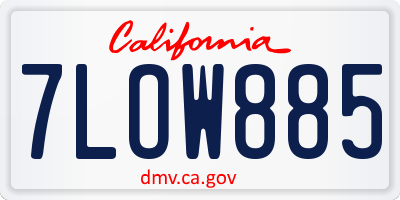 CA license plate 7LOW885