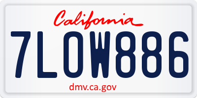 CA license plate 7LOW886