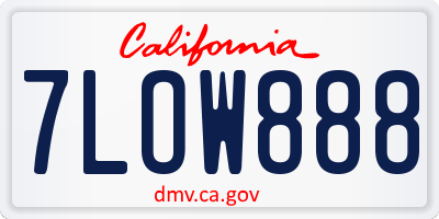 CA license plate 7LOW888