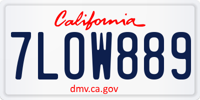 CA license plate 7LOW889