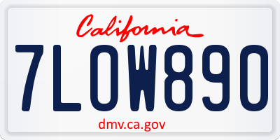 CA license plate 7LOW890