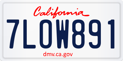 CA license plate 7LOW891