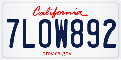 CA license plate 7LOW892