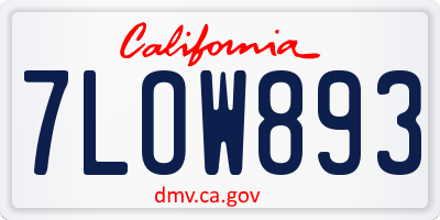 CA license plate 7LOW893