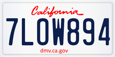 CA license plate 7LOW894