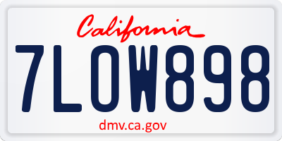 CA license plate 7LOW898