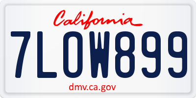 CA license plate 7LOW899