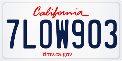 CA license plate 7LOW903