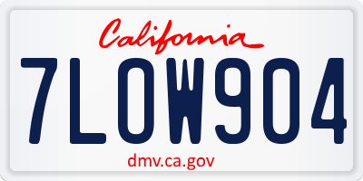 CA license plate 7LOW904