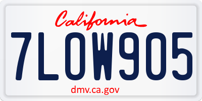 CA license plate 7LOW905