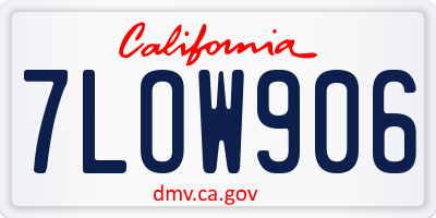 CA license plate 7LOW906