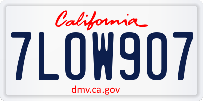 CA license plate 7LOW907