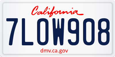 CA license plate 7LOW908