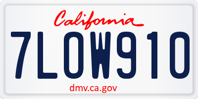 CA license plate 7LOW910