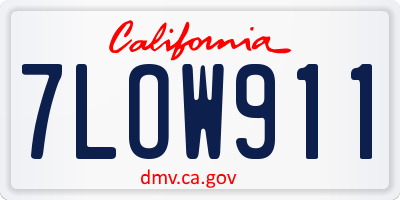 CA license plate 7LOW911
