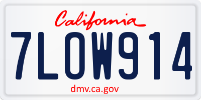 CA license plate 7LOW914